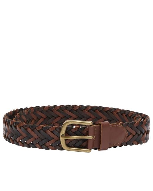 Corridor NYC Brown Braided Leather Belt for men