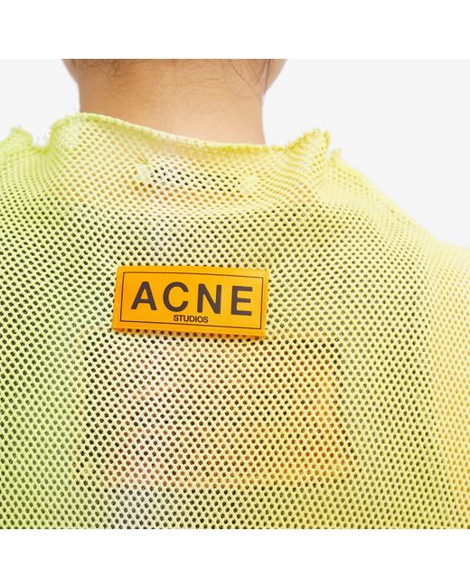 Acne Yellow Tie Dye Logo Mesh Top