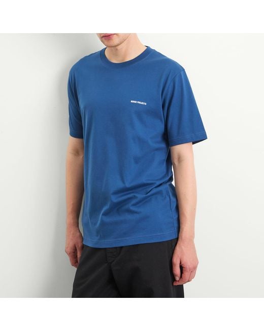 Norse Projects Blue Johannes Organic Norse Logo Print T-Shirt for men