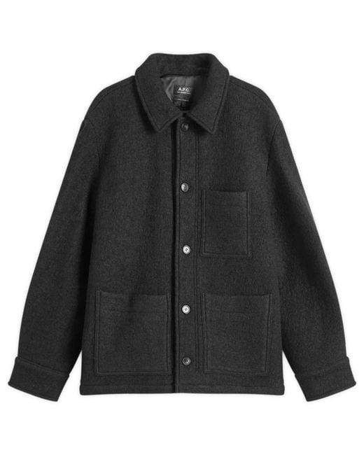 A.P.C. Black Emile Felted Wool Chore Jacket for men