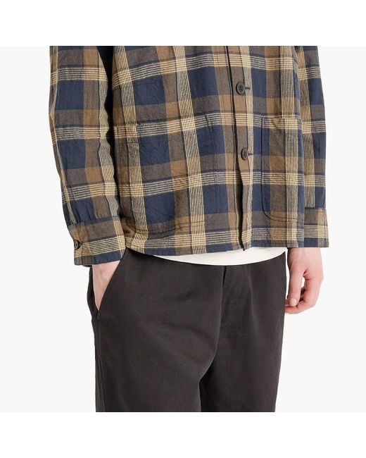 Universal Works Gray Lincot Big Check Travail Overshirt for men