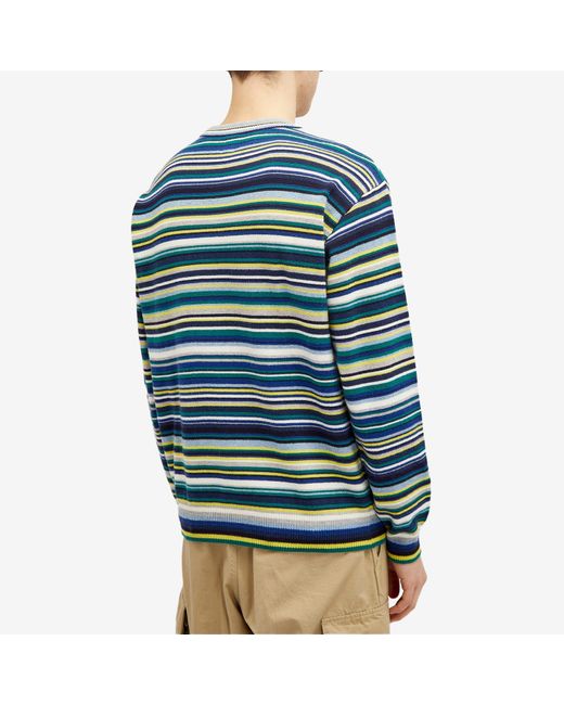 Human Made Blue Multi Striped Knit Sweater for men