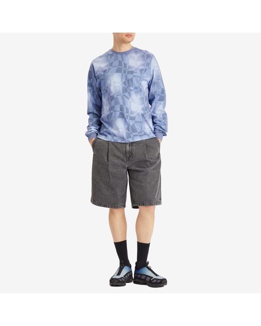 Dime Blue Abstract Long Sleeve T-Shirt for men