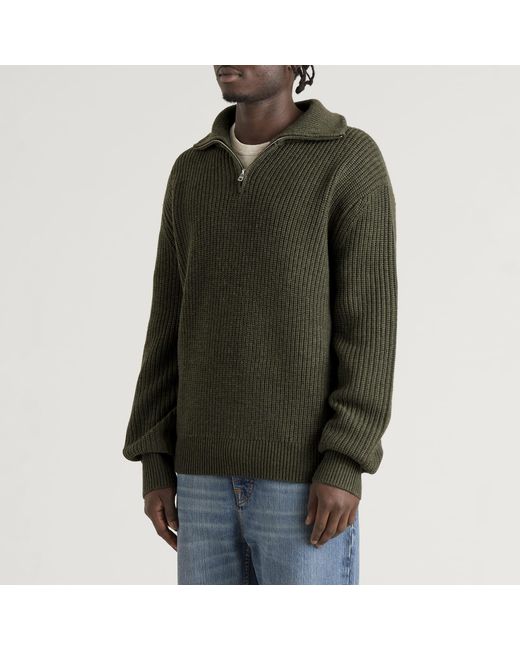 A.P.C. Green Daniel Quarter Zip Jumper for men
