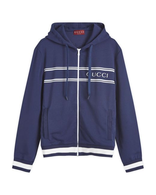 Gucci Blue Logo Zip Hoodie for men