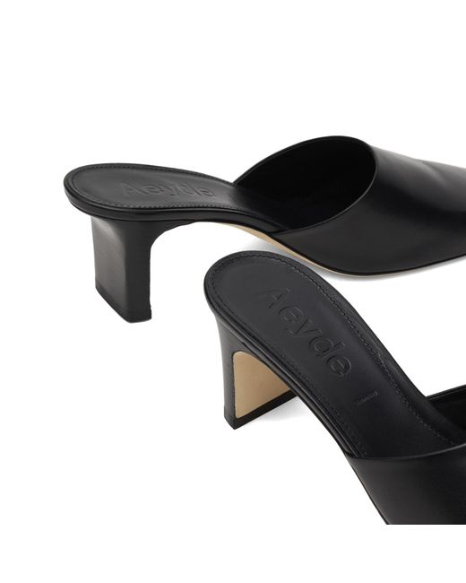 Aeyde Black Blithe Square Toe Mules