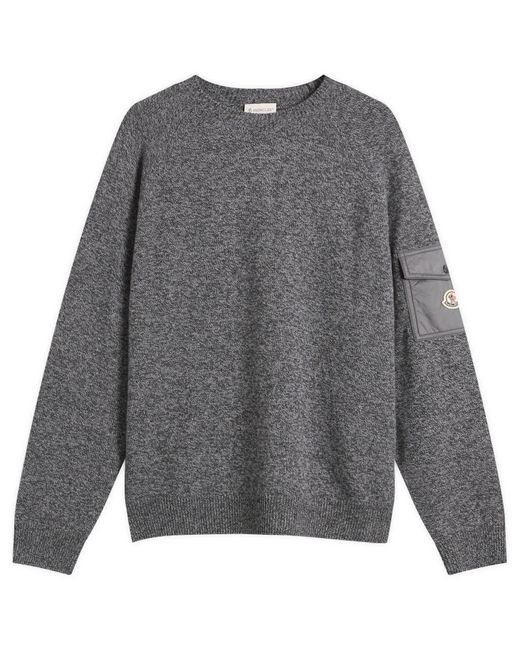 Moncler Gray Wool Cashmere Mouline Crew Neck Jumper for men