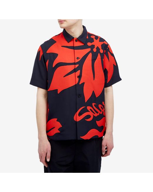 Sacai Floral Embroidered Patch Vacation Shirt for men