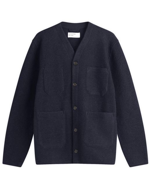 Universal Works Blue Wool Fleece Cardigan for men