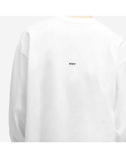 (w)taps White 10 Long Sleeve Plain T-Shirt for men