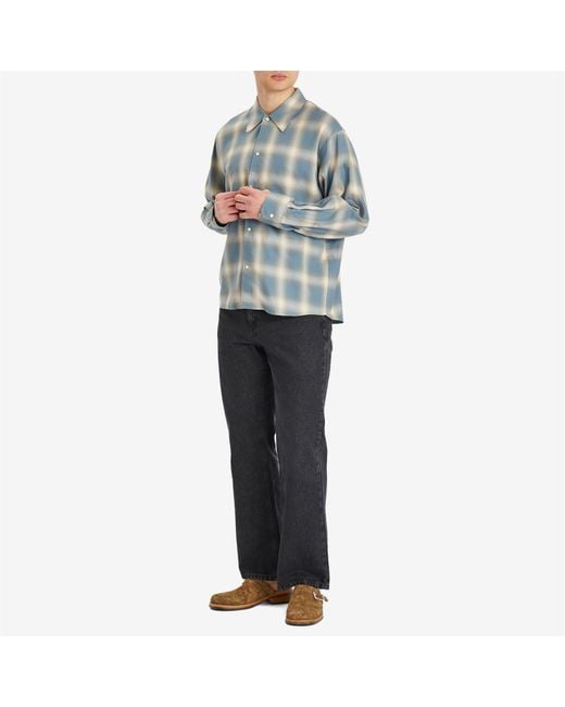 Second/Layer Blue Relaxed Check Shirt for men