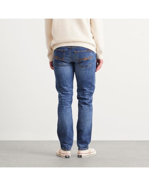 Nudie Jeans Blue Solid Ollie Straight Leg Jeans for men