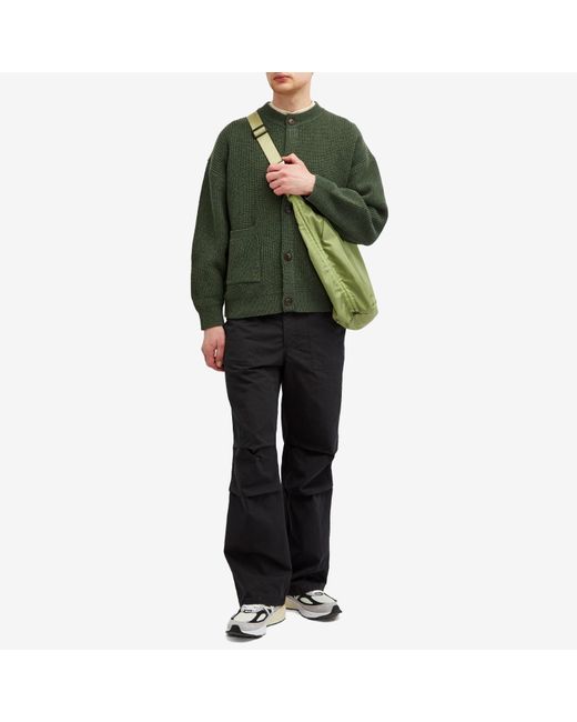 FRIZMWORKS Green Heavy Wool Round Cardigan for men