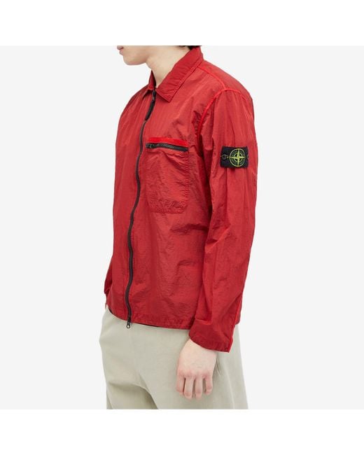 Stone Island Red Nylon Metal Shirt Jacket for men