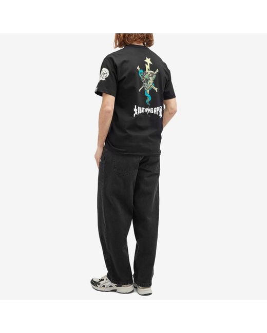 A Bathing Ape Black Souvenir Skull Team T-Shirt for men