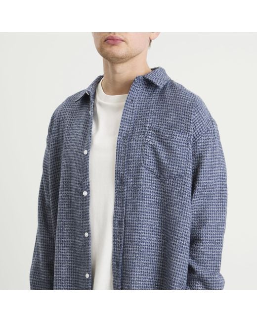 Palmes Blue Cotton Mouline Shirt for men