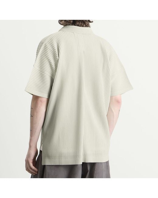 Homme Plissé Issey Miyake White Pleat Short Sleeve Shirt for men
