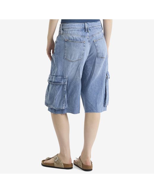 GOOD AMERICAN Blue Denim Cargo Short