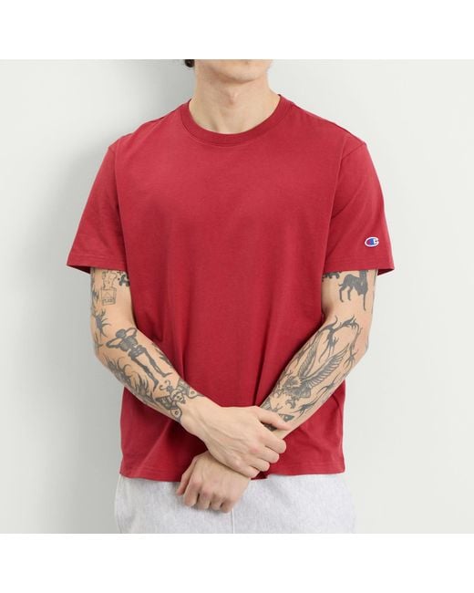 Champion Red Reverse Weave Relaxed T-Shirt for men