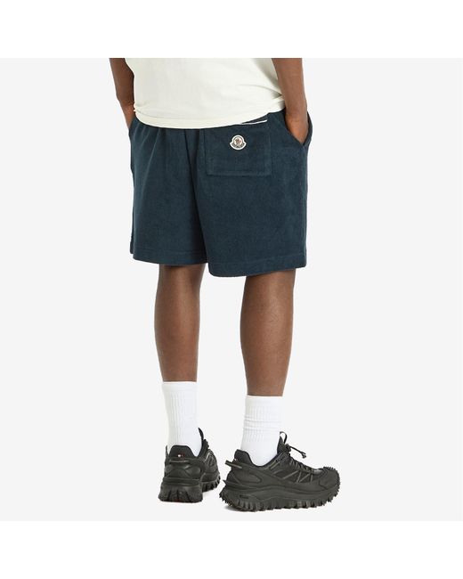 Moncler Blue Cotton Terry Shorts for men
