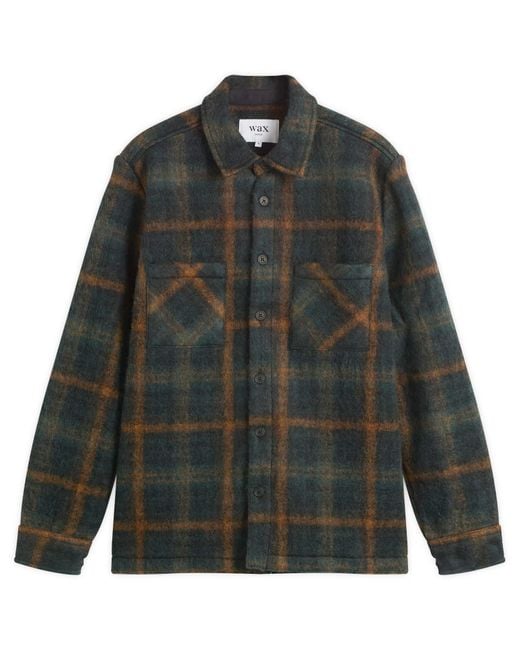 Wax London Green Whiting Drawn Check Overshirt for men