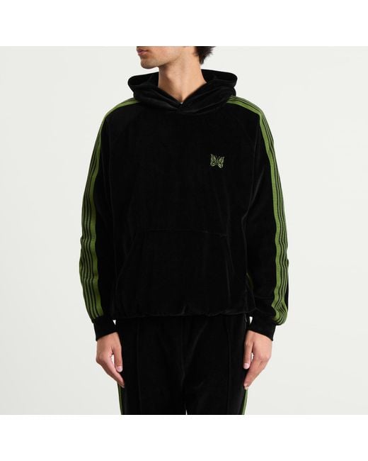 Needles Black Velour Track Hoodie for men