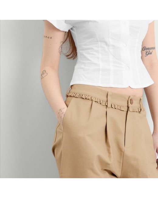 My Mum Made It Natural Pleat Cotton Trousers
