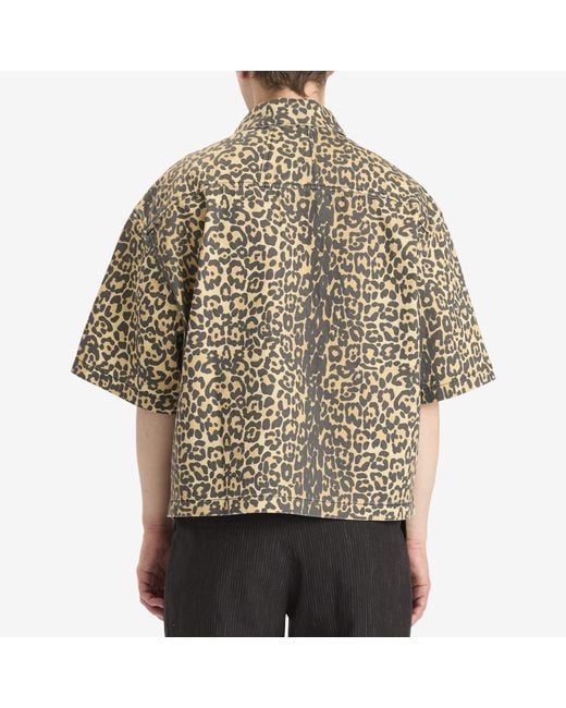 Rhude Natural Leopard Short Sleeve Shirt for men
