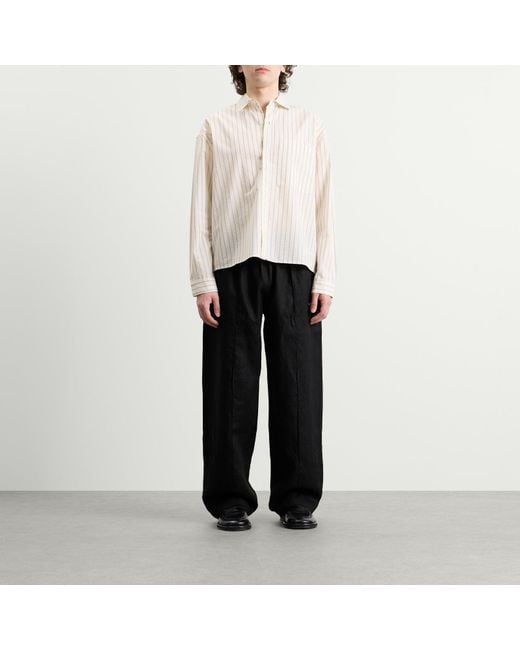 MKI Miyuki-Zoku White Seersucker Stripe Box Dress Shirt for men