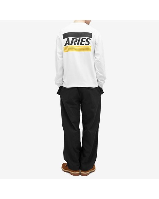 Aries White Long Sleeve Credit Card T-Shirt for men