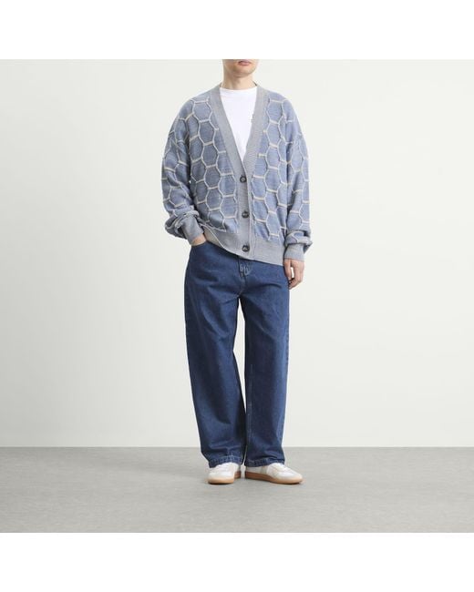 EBIT Blue Honeycomb Knit Cardigan for men