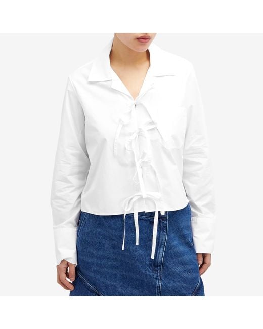 J.W. Anderson White Bow Tie Cropped Shirt