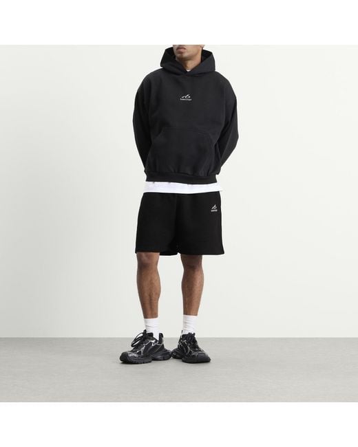 Balenciaga Black Logo Cotton Sweat Shorts for men