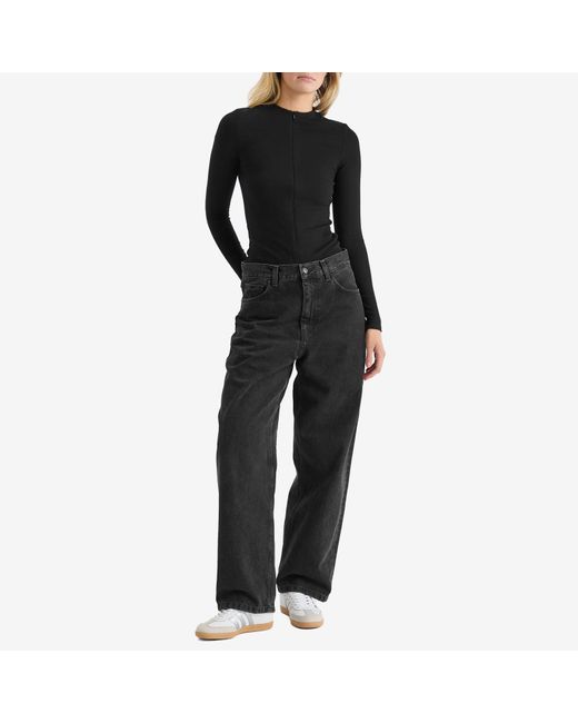 Joah Brown Black Invisible Zip Long Sleeve Top
