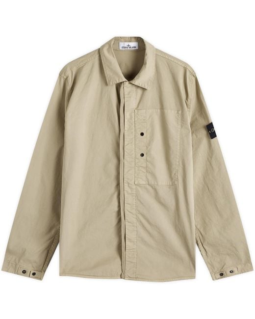 Stone Island Natural Supima Cotton Twill Stretch-Tc Button Shirt Jacket for men