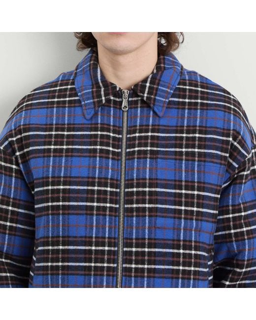 Cole Buxton Blue Flannel Overshirt for men