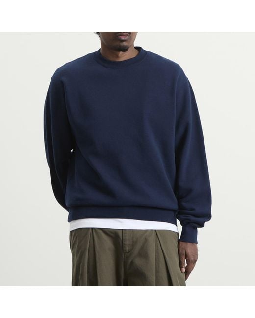 Beams Plus Blue Crew Sweatshirt for men