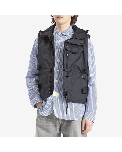 Junya Watanabe Gray X C.P Company Nylon Laminated Smock Vest for men