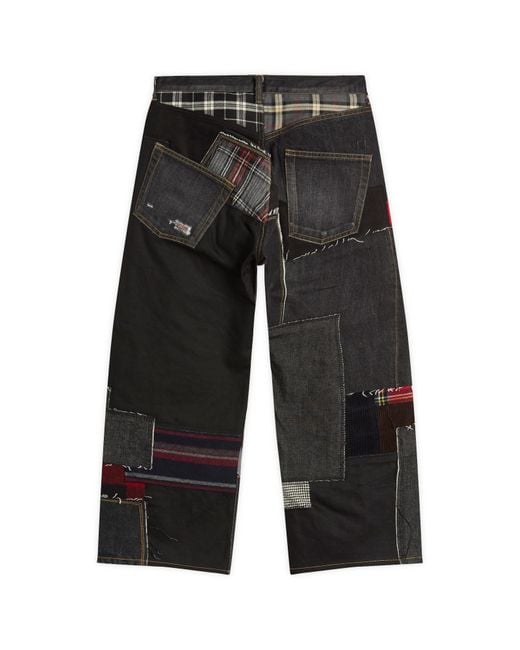 Junya Watanabe Black Selvedge Patchwork Jeans for men