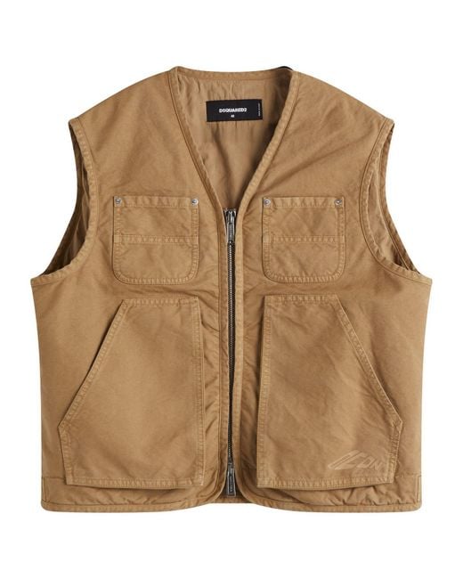 DSquared² Natural Icon Canvas Utility Vest for men