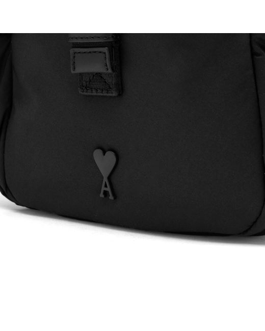 AMI Black Tonal Logo Cross Body Bag for men