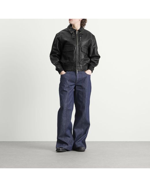 Deadwood Black Wingman Leather Bomber Jacket for men
