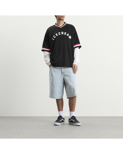 ICECREAM Black College V Neck Sports Jersey for men