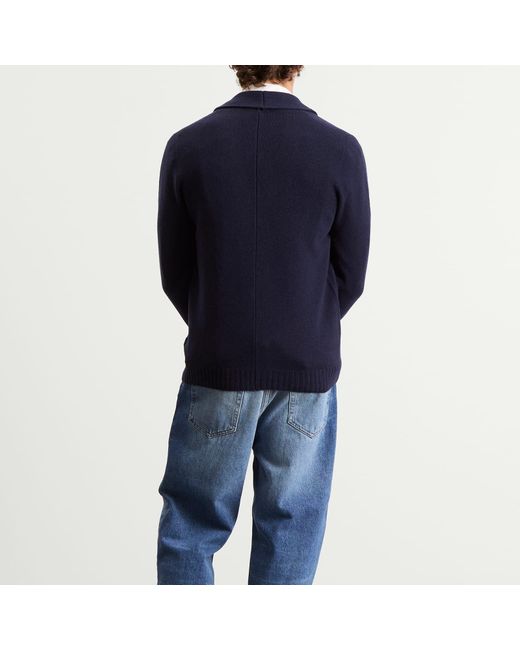 John Smedley Blue Rockford Cashmere Shawl Collar Cardigan for men