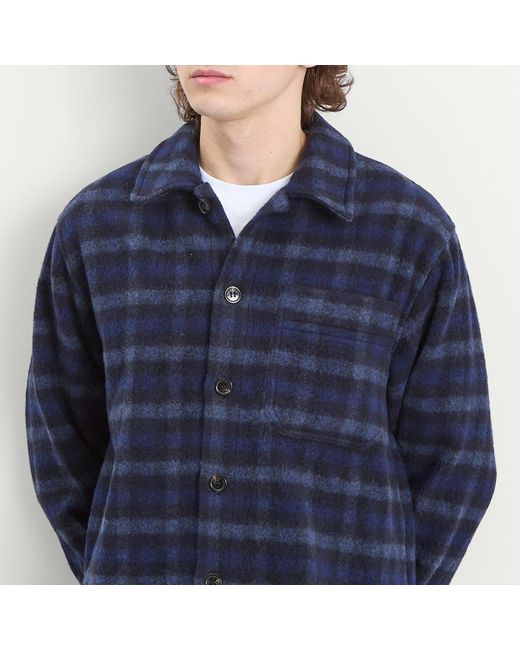 A.P.C. Blue Stanley Check Wool Overshirt for men