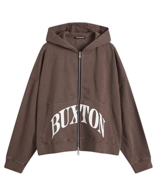 Cole Buxton Brown Cropped Logo Zip Hoodie for men