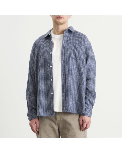Palmes Blue Cotton Mouline Shirt for men