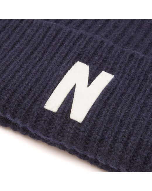 Norse Projects Blue N Logo Beanie for men
