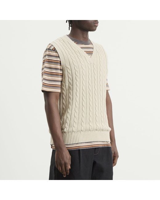 Beams Plus Natural Cable Knit Vest for men