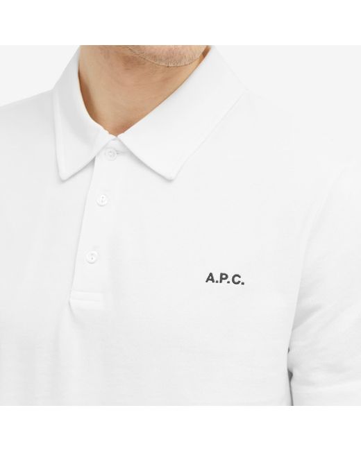 A.P.C. White Carter Logo Polo Shirt for men